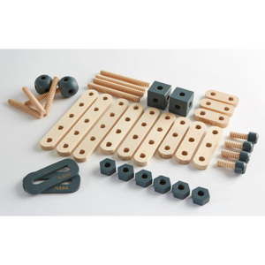 Zestaw drewnianych śrubek i kołków do zabawy Flexa Play Toolbox