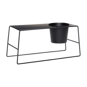 Czarny metalowy stolik z wbudowaną doniczką Hübsch Metal
