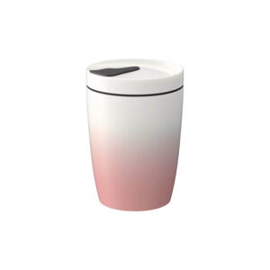 Różowo-biały porcelanowy kubek podróżny Villeroy & Boch Like To Go, 290 ml