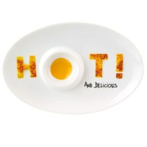 Ceramiczny talerz z podstawką na jajko Le Studio I Love Brunch Egg