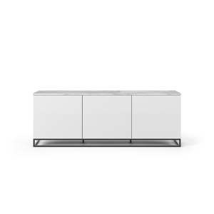 Biała szafka pod TV z białym blatem i czarnymi nogami TemaHome Join, 180x65 cm