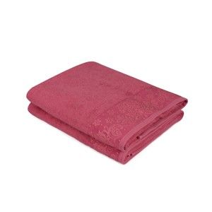 Zestaw 2 czerwonych ręczników z czystej bawełny Simple, 90x150 cm