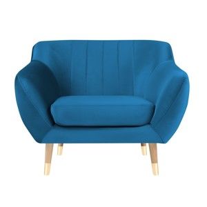 Niebieski aksamitny fotel Mazzini Sofas Benito