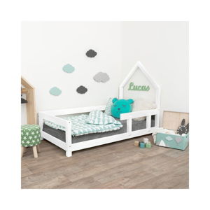 Białe drewniane łóżko dziecięce Benlemi Poppi, 80x160 cm