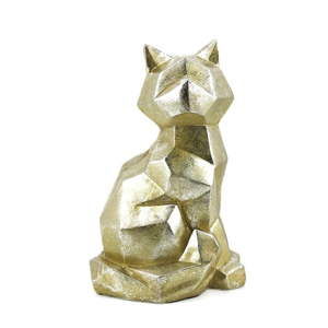Figurka dekoracyjna z kamienia w złotej barwie Moycor Geometric Cat