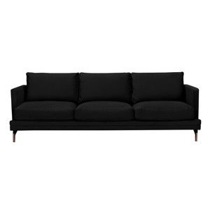 Czarna sofa 3-osobowa z konstrukcją w kolorze miedzi Windsor & Co Sofas Jupiter