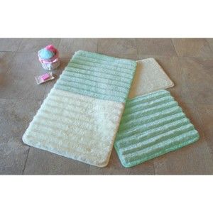 Zestaw 3 zielono-białych dywaników łazienkowych