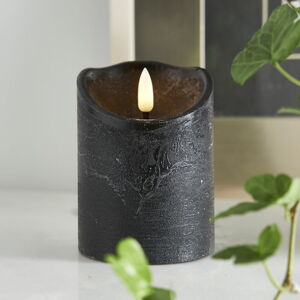 Czarna woskowa świeca LED Star Trading Flamme Rustic, wys. 10 cm