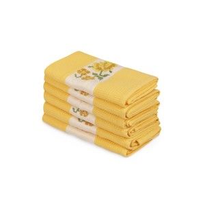 Zestaw 6 żółtych ręczników z czystej bawełny Simplicity, 45x70 cm