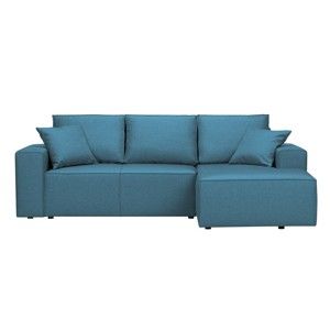 Niebieska sofa narożna ze schowkiem HARPER MAISON Cornelia