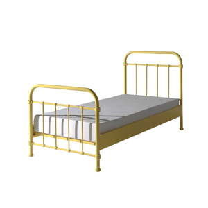 Żółte metalowe łóżko dziecięce Vipack New York, 90x200 cm