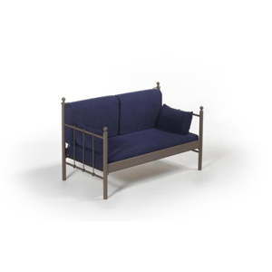 Ciemnoniebieska 2-osobowa sofa ogrodowa s hnědou konstrukcí Lalas DK, 76x149 cm