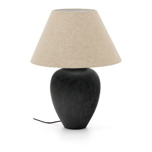 Czarna/beżowa lampa stołowa z tekstylnym kloszem (wysokość 60 cm) Mercadal – Kave Home
