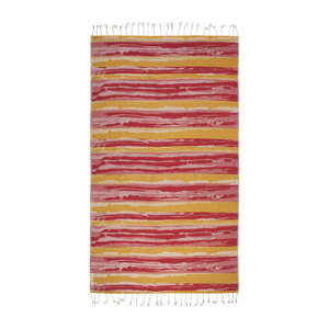 Czerwony ręcznik hammam Begonville Brush, 180x95 cm