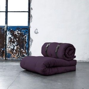 Fotel rozkładany z wyszywanym paskiem Karup Buckle Up Purple