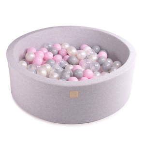 Jasnoszary basen dla dzieci z 200 piłkami MeowBaby Pink Pearls, ø 90x30 cm