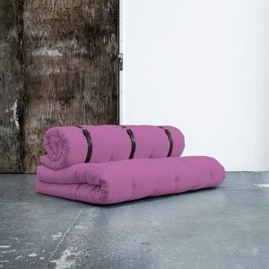 Sofa rozkładana ze skórzanym paskiem Karup Buckle Up Taffy Pink