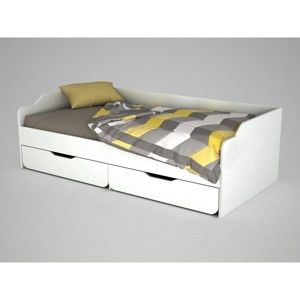 Białe drewniane łóżko jednoosobowe Young