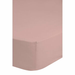 Różowe elastyczne prześcieradło z satyny bawełnianej HIP, 180x200 cm