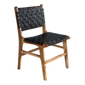 Czarne/brązowe krzesła zestaw z litego drewna tekowego 2 szt. Perugia – House Nordic