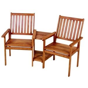 Zestaw 2 połączonych krzeseł ogrodowych z drewna eukaliptusowego ADDU Edison