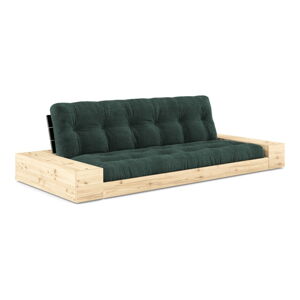 Ciemnozielona sztruksowa rozkładana sofa 244 cm Base – Karup Design
