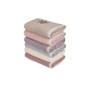 Zestaw 6 różowych ręczników do rąk Vintage Violet