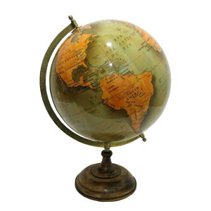 Globus dekoracyjny z drewnianą podstawą Antic Line Globe, ø 30 cm