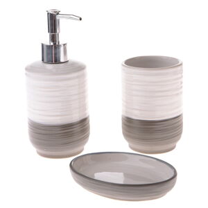 Biały/szary zestaw akcesoriów łazienkowych ceramiczny – Dakls