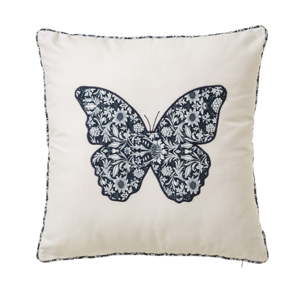 Biała poduszka bawełniana z motywem motyla Unimasa, 45x45 cm