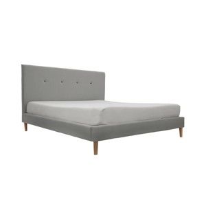 Szare łóżko z ciemnoszarymi guzikami i naturalnymi nogami Vivonita Kent, 160x200 cm