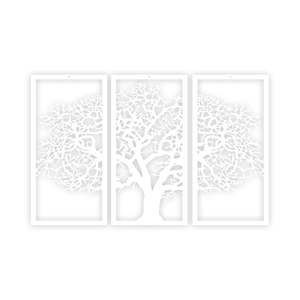 Biały 3-częściowy obraz Solid Tree