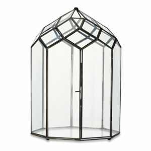 Metalowo-szklany lampion z czarną konstrukcją Nkuku Zarika, wys. 45 cm