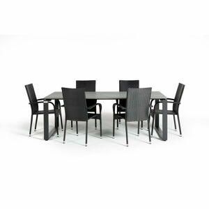Zestaw ogrodowy dla 6 osób z czarnymi krzesłami Paris i stołem Strong, 100x210 cm
