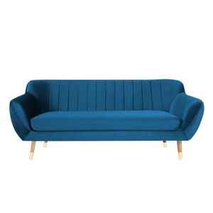 Niebieska aksamitna sofa Mazzini Sofas Benito, 188 cm