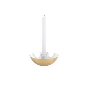 Biały świecznik z detalem w złotej barwie PT LIVING Tub, ⌀ 10 cm