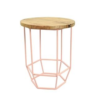 Jasnoróżowy stolik ze zdejmowanym blatem z drewna mangowca HF Living Hexa Blush mini, ø 45 cm
