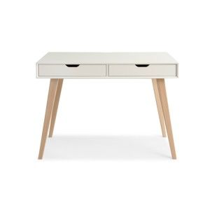 Białe wykonane ręcznie biurko z litego drewna brzozowego Kiteen Kolo
