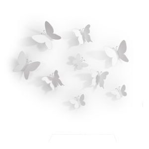 Zestaw 9 białych dekoracji ściennych 3D Umbra Butterflies