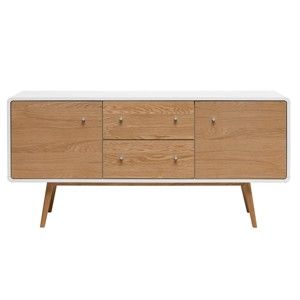 Niska komoda z drewna białego dębu Unique Furniture Turin
