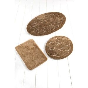 Zestaw 3 brązowych dywaników łazienkowych Confetti Bathmats Safir Coffee