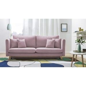 Różowa rozkładana sofa Bobochic Paris Triplo