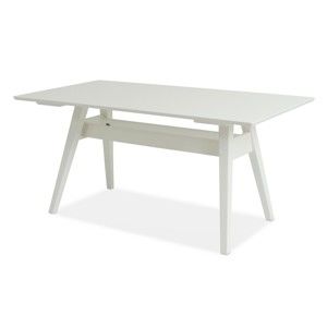 Biały stół wykonany ręcznie z litej brzozy Kiteen Notte, 75x160 cm