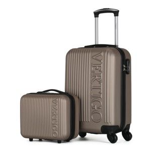 Zestaw 2 brązowo-beżowych walizek na kółkach VERTIGO Valises Cabine & Vanity Case