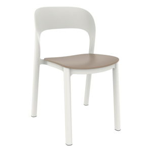 Zestaw 4 białych krzeseł ogrodowych z piaskowobrązowym siedziskiem Resol Ona