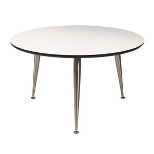 Biały stolik z nogami w srebrnej barwie Folke Strike, wys. 40 cmx∅ 85 cm