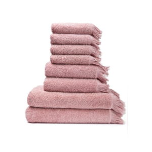 Zestaw 6 różowych ręczników i 2 ręczników kąpielowych Casa Di Bassi Bath