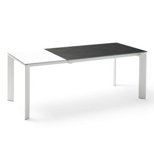 Biało-czarny stół rozkładany do jadalni sømcasa Lisa, dł. 140/200 cm
