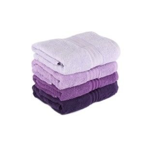 Zestaw 4 fioletowych ręczników kąpielowych Foutastic Violet, 70x140 cm