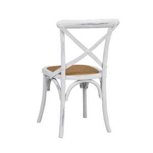 Białe krzesło do jadalni z rattanowym siedziskiem Rowico Gaston